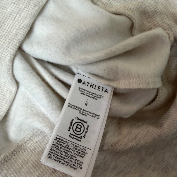NWOT Athleta Purana V-Neck Wrap Sweatshirt L - Picture 6 of 7